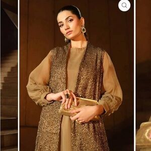 Elegant Gold and Brown Dress